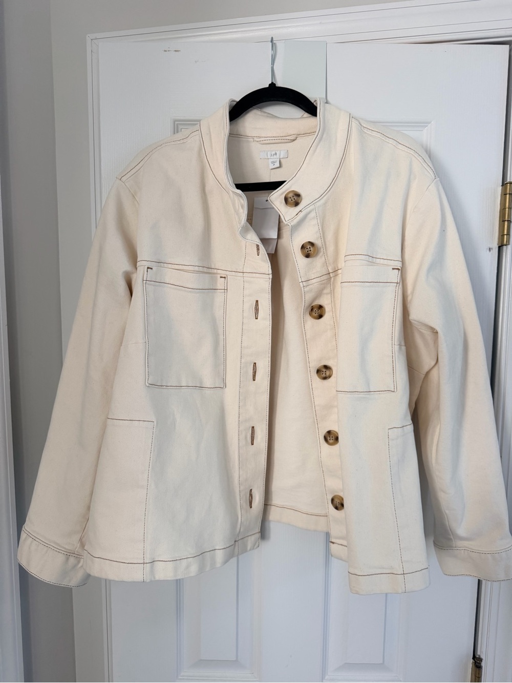 J. Jill Cream Button-Front Denim Jacket